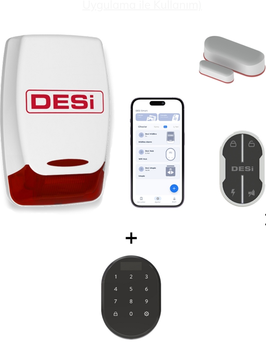 Desi Midline Smart Akıllı Alarm Sistemi + Keypad (Wifi-Uygulama ile Kullanım)